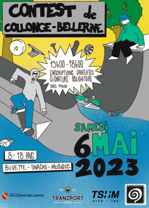 Affiche du skate contest - 6 mai 2023 - Le Point d'Interro