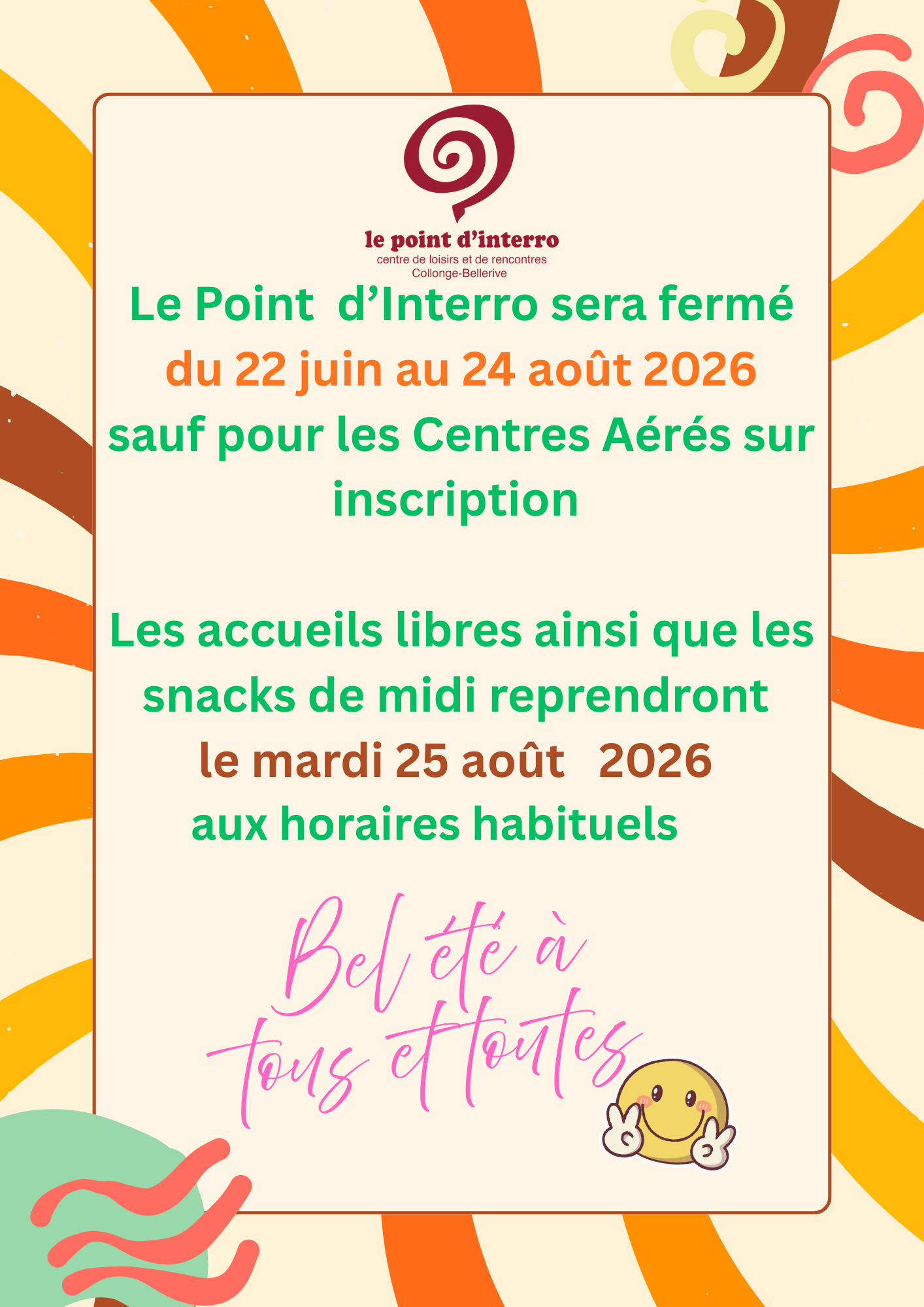 Fermeture esitvale 2026 Fermeture esitvale 2026